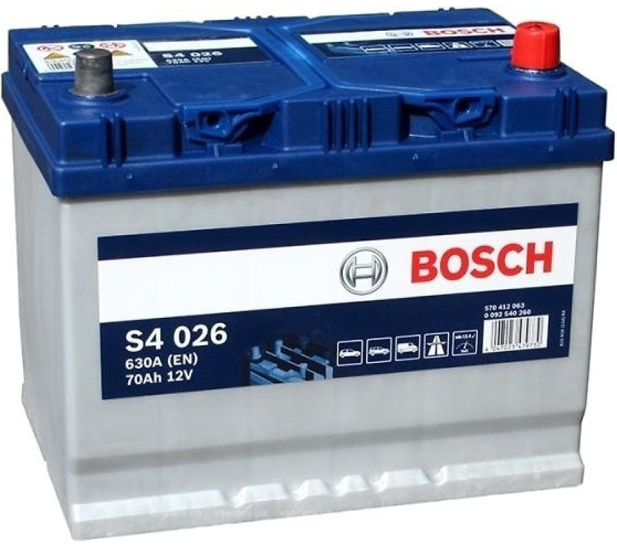 Автомобильный аккумулятор Bosch 70Ah 630A S4026