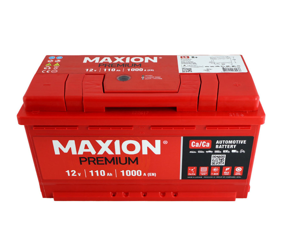 Автомобильный аккумулятор MAXION Premium Plus 110Аh 1000A R+