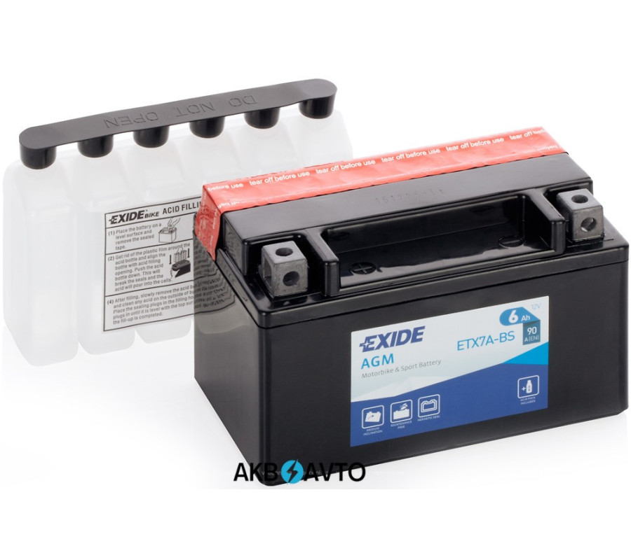 Мото аккумулятор EXIDE 12V 6A ETX 7A-BS  