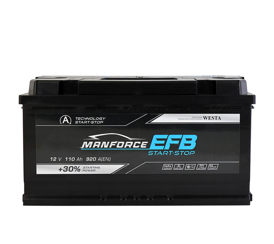 Автомобильный аккумулятор WESTA MANFORCE EFB 110Ah 920A R+
