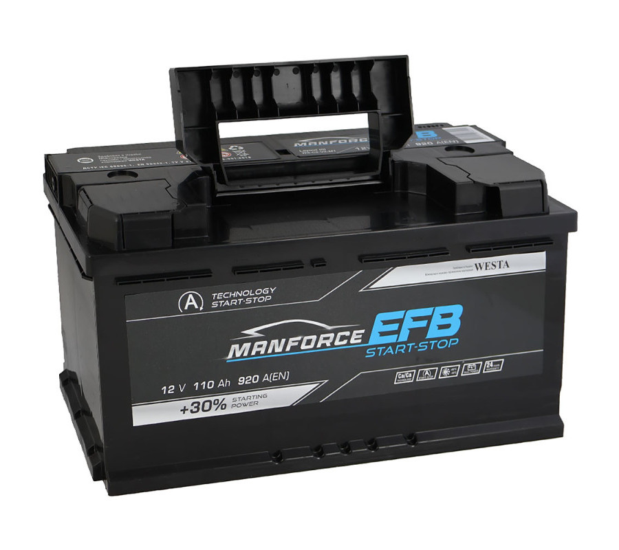 Автомобильный аккумулятор WESTA MANFORCE EFB 110Ah 920A R+
