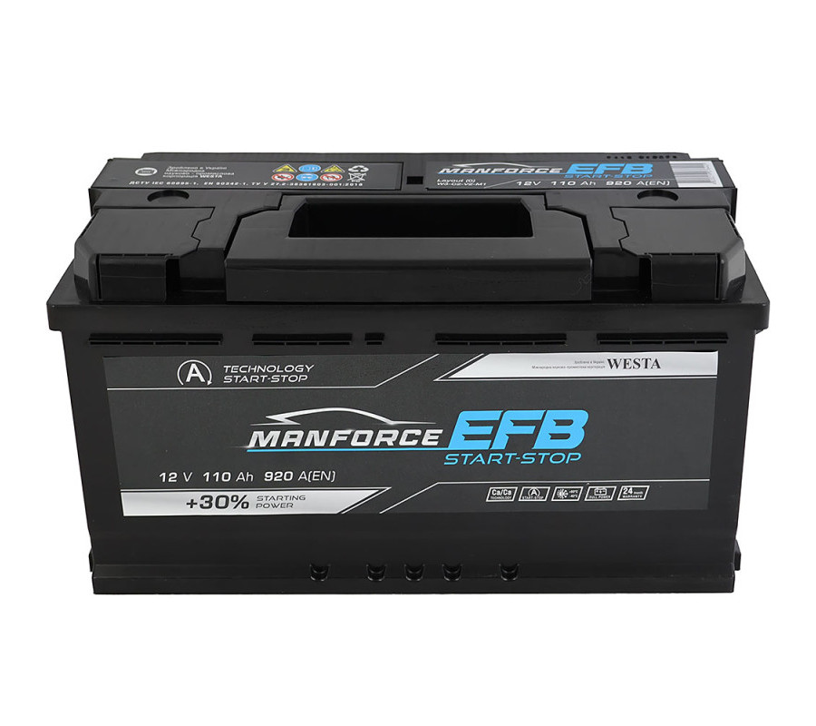 Автомобильный аккумулятор WESTA MANFORCE EFB 110Ah 920A R+