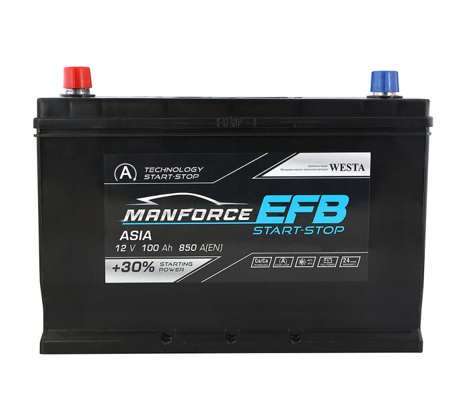 Автомобильный аккумулятор WESTA MANFORCE EFB Asia 100Ah 850A L+