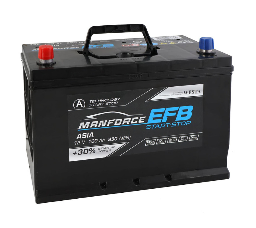 Автомобильный аккумулятор WESTA MANFORCE EFB Asia 100Ah 850A L+