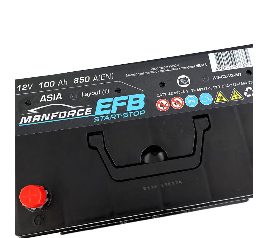 Автомобильный аккумулятор WESTA MANFORCE EFB Asia 100Ah 850A L+