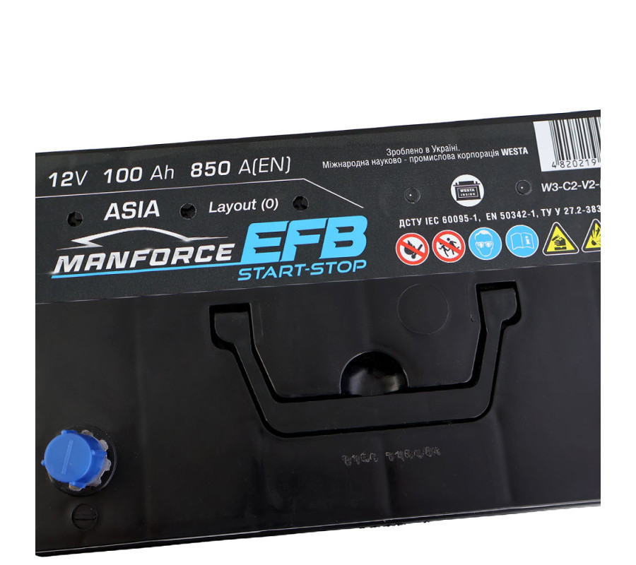 Автомобильный аккумулятор WESTA MANFORCE EFB Asia 100Ah 850A R+
