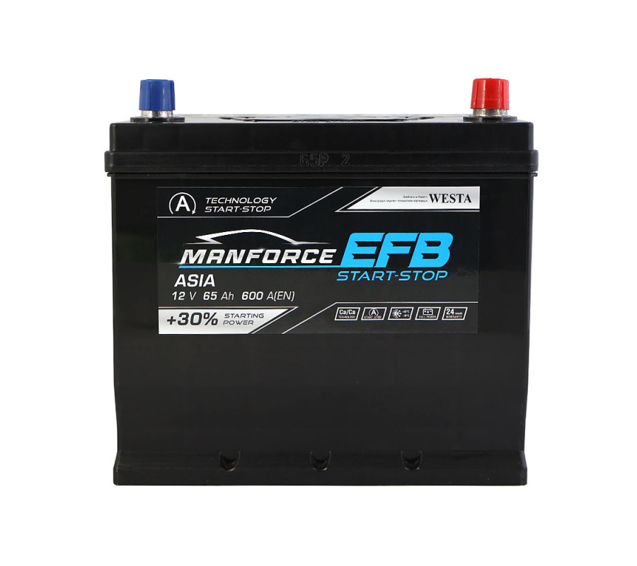 Автомобильный аккумулятор WESTA MANFORCE EFB Asia 65Ah 600A R+