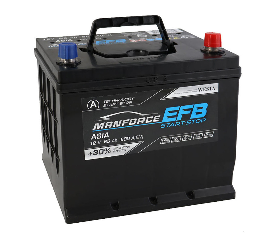Автомобильный аккумулятор WESTA MANFORCE EFB Asia 65Ah 600A R+