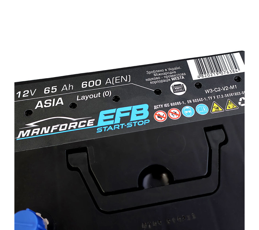 Автомобильный аккумулятор WESTA MANFORCE EFB Asia 65Ah 600A R+