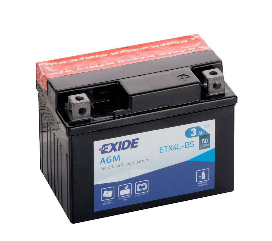 Мото аккумулятор EXIDE 12V 3A  ETX 4L-BS