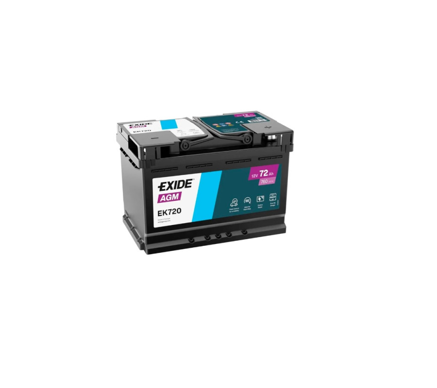Автомобільний акумулятор Exide 72Ah 760 A Start Stop AGM EK720