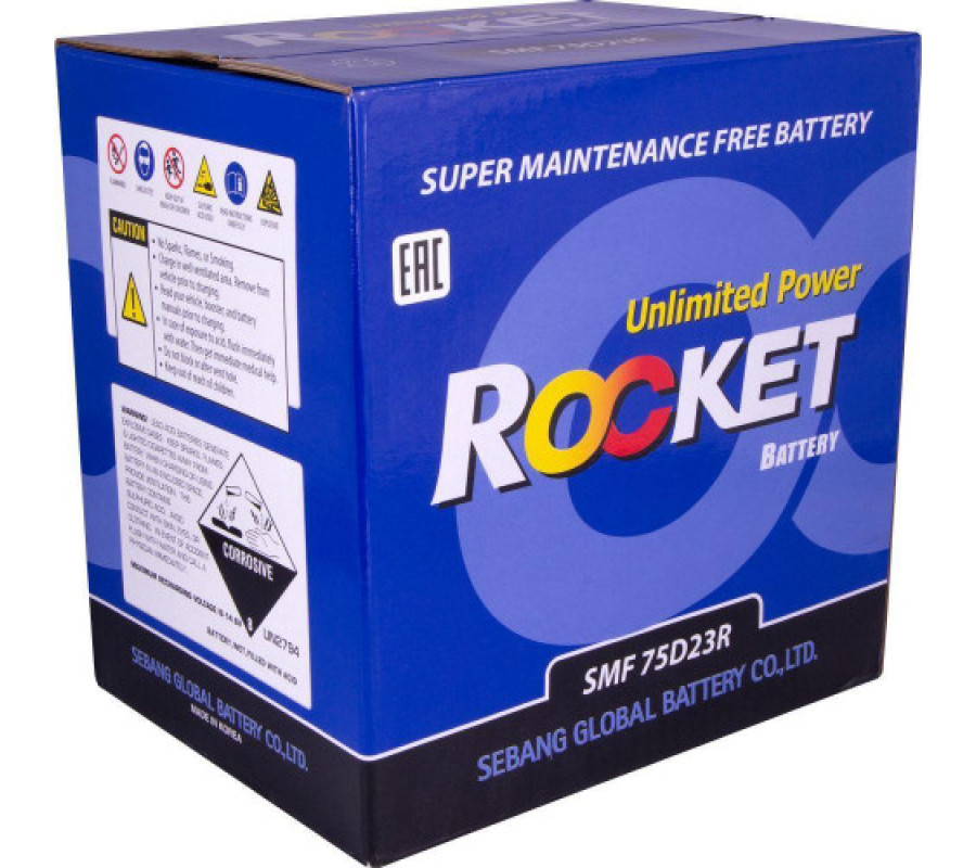 Автомобильный аккумулятор Rocket 65Ah 590CCA 75D23R