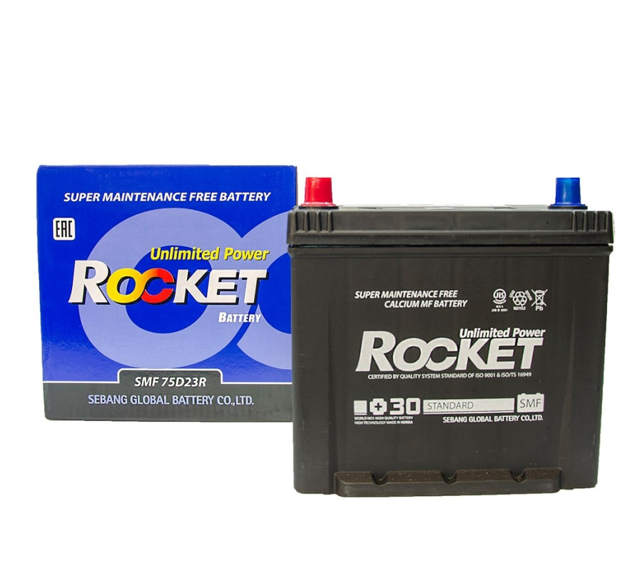 Автомобильный аккумулятор Rocket 65Ah 590CCA 75D23R