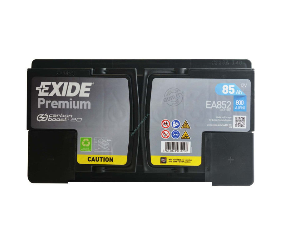Автомобильный аккумулятор Exide Premium 85Ah 800A EA852