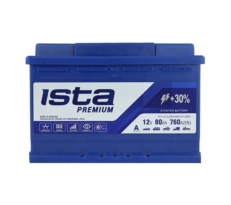 Автомобільний акумулятор ISTA 7 Series/Premium 80Ah 760A R+
