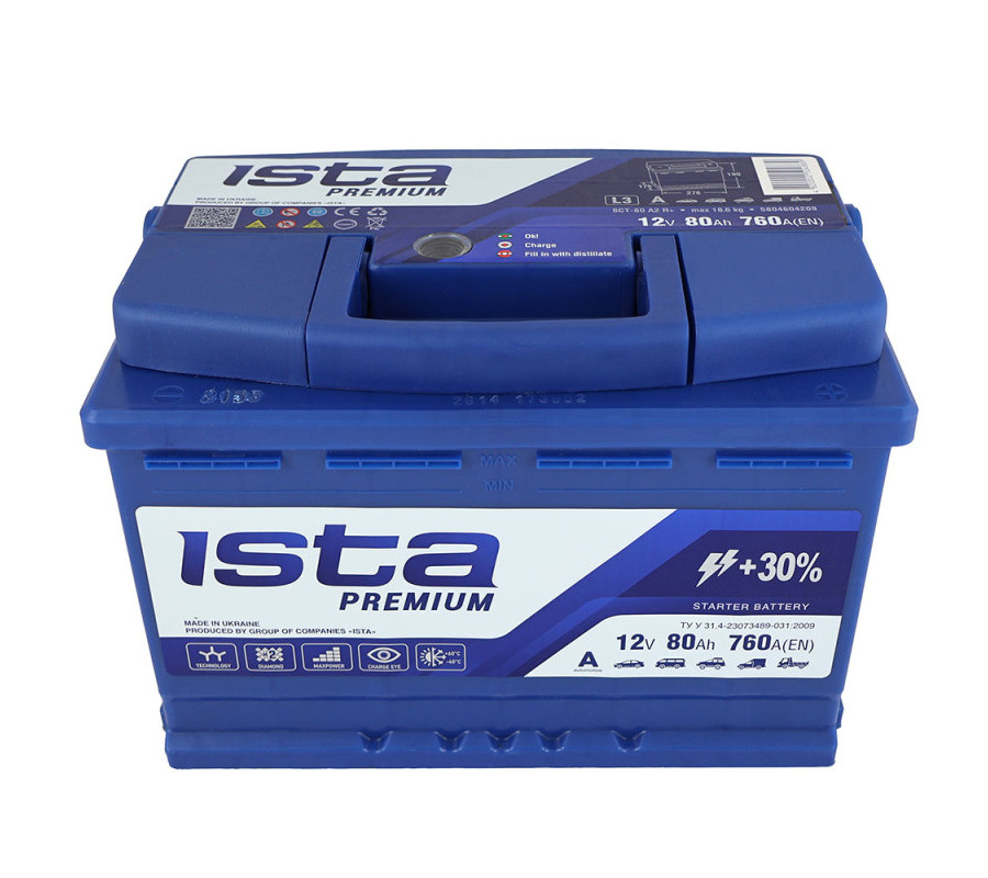 Автомобільний акумулятор ISTA 7 Series/Premium 80Ah 760A R+