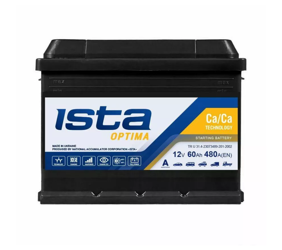 Автомобільний акумулятор ISTA Optima 60Ah 510A R+
