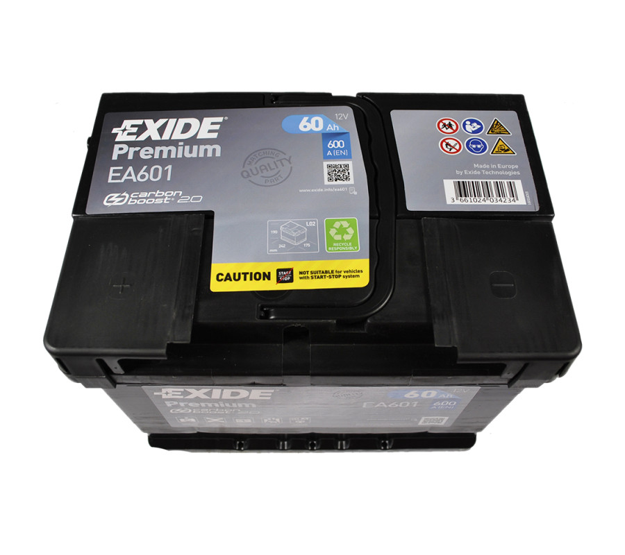 Автомобильный аккумулятор Exide Premium 60Ah 600A EA601