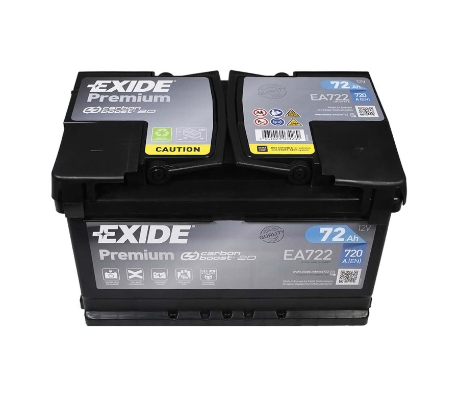 Автомобильный аккумулятор Exide Premium 72Ah 720A EA722