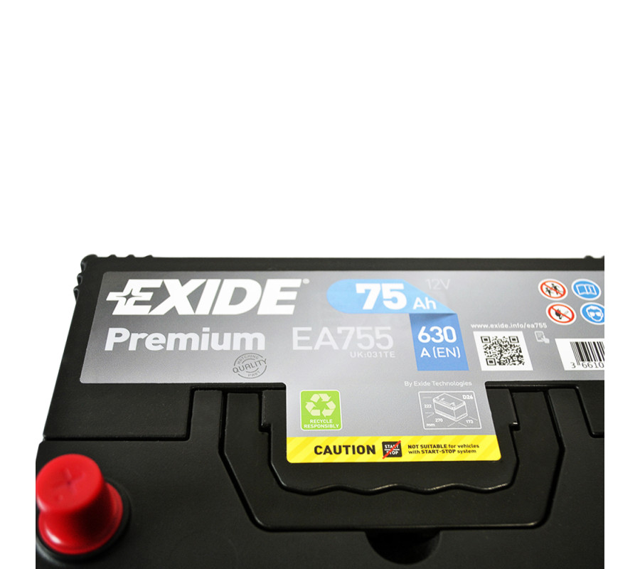 Автомобильный аккумулятор Exide Premium 75Ah 630A EA755