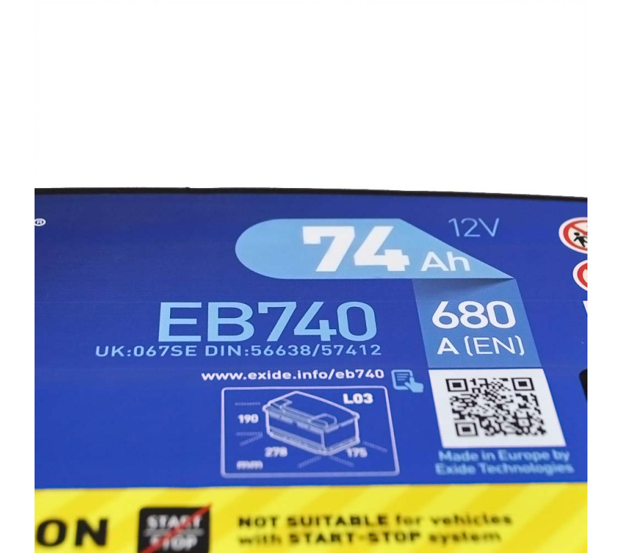 Автомобильный аккумулятор Exide Excell 74Ah 680A EB740