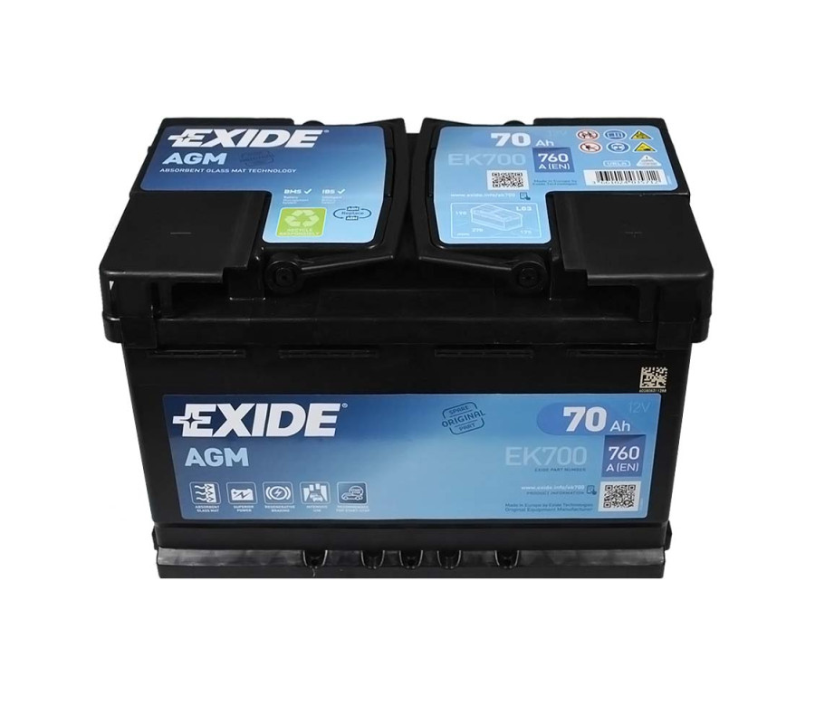 Автомобільний акумулятор Exide 70Ah 760 A Start Stop AGM EK700