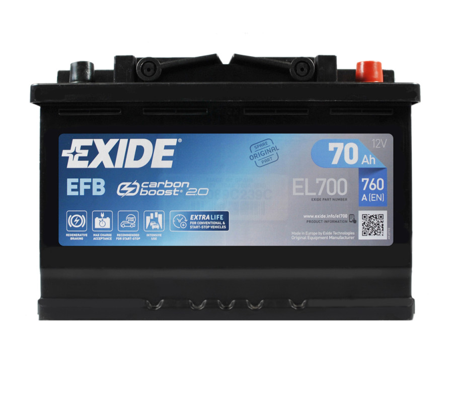 Автомобильный аккумулятор Exide 70Ah 760 A Start Stop EFB EL700
