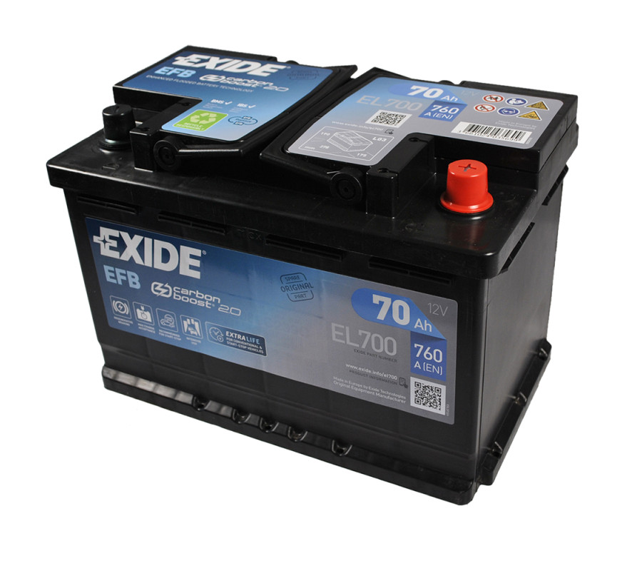 Автомобильный аккумулятор Exide 70Ah 760 A Start Stop EFB EL700