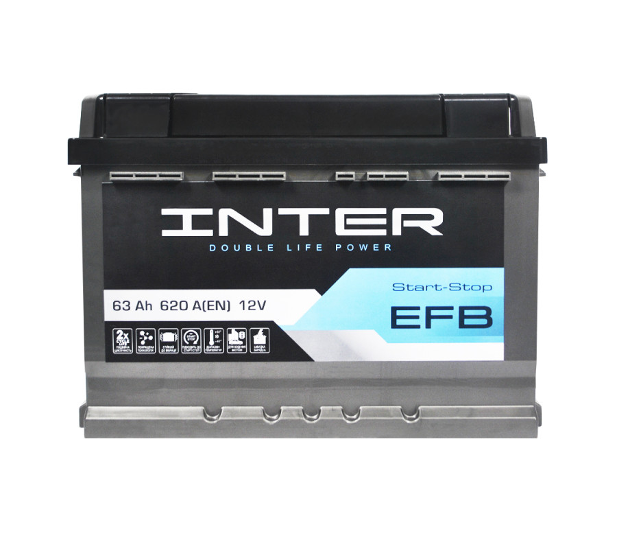 Автомобильный аккумулятор WESTA INTER EFB 63Ah 620A R+