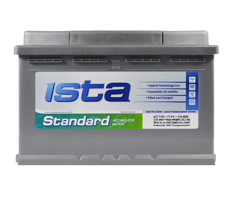 Автомобильный аккумулятор ISTA Standard Plus 77 Аh 720А R+ (L3)