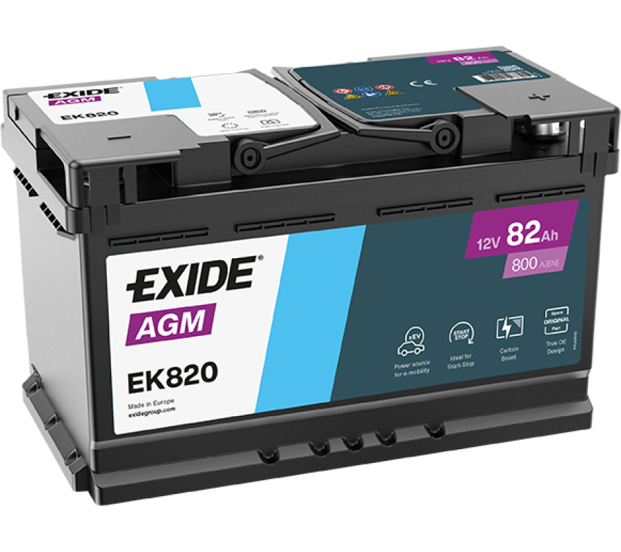 Автомобильный аккумулятор Exide 82Ah 800 A Start Stop AGM EK820