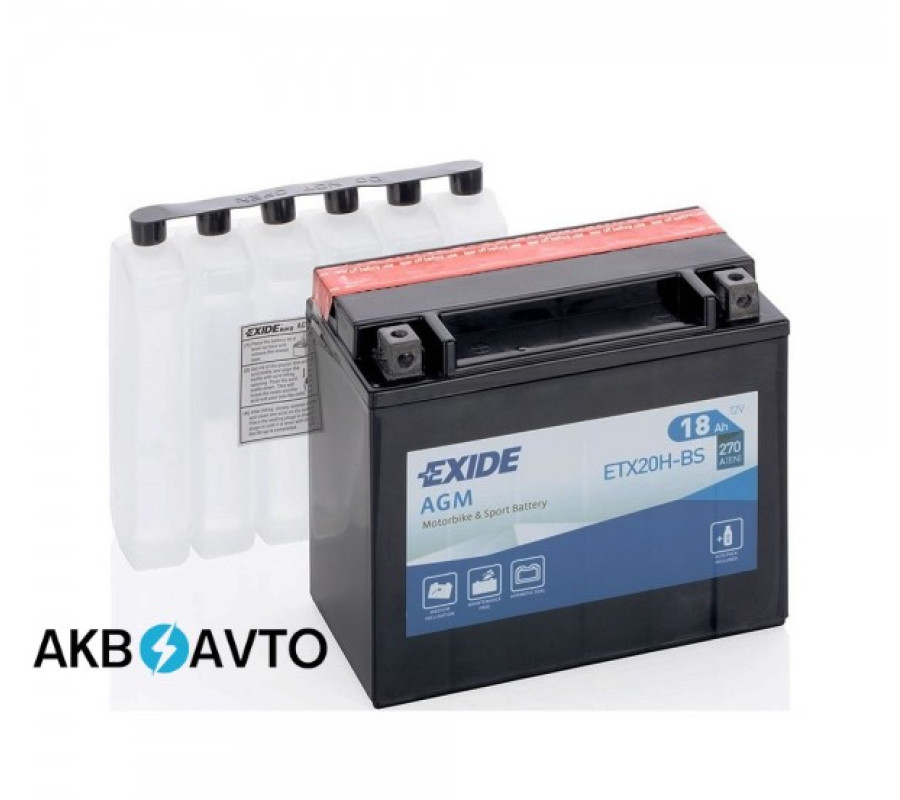 Мото аккумулятор EXIDE 12V 18A ETX 20H-BS 