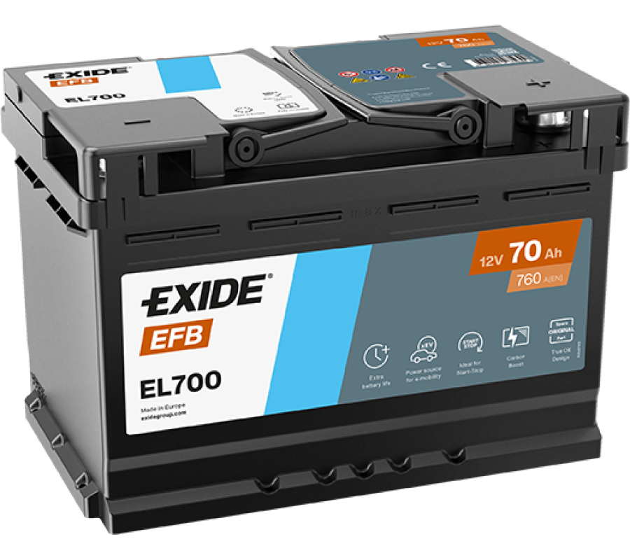 Автомобильный аккумулятор Exide 70Ah 760 A Start Stop EFB EL700