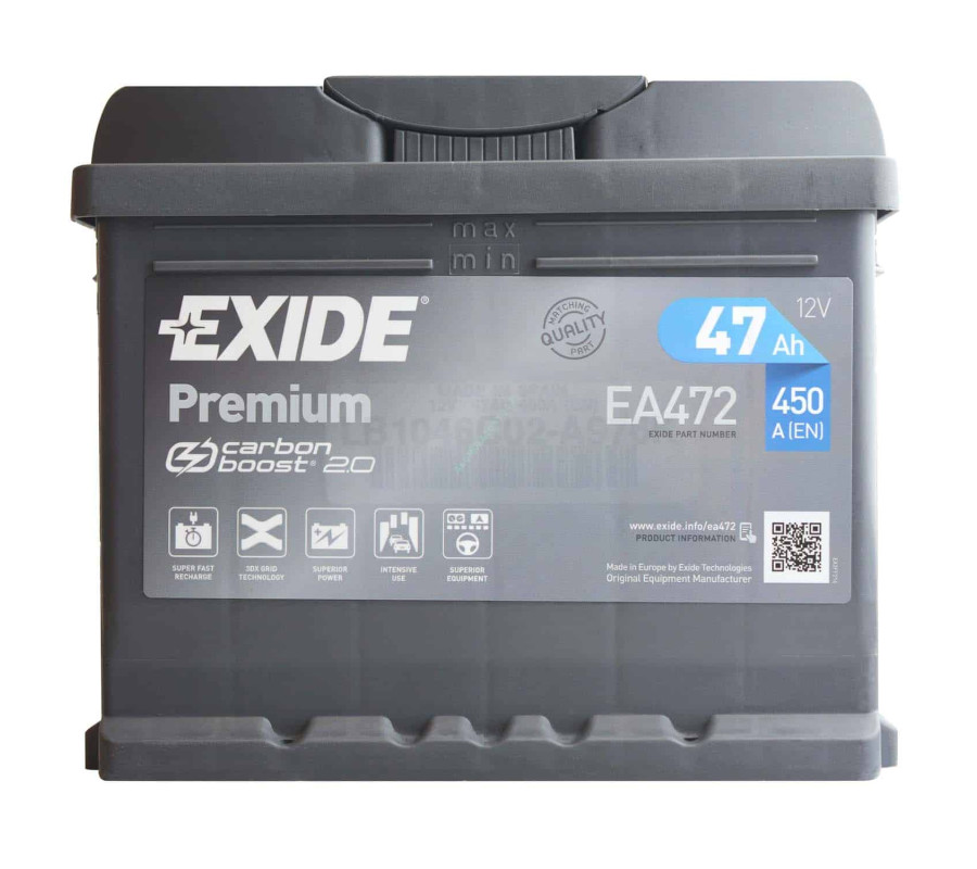 Автомобильный аккумулятор Exide Premium 47Ah 450A EA472