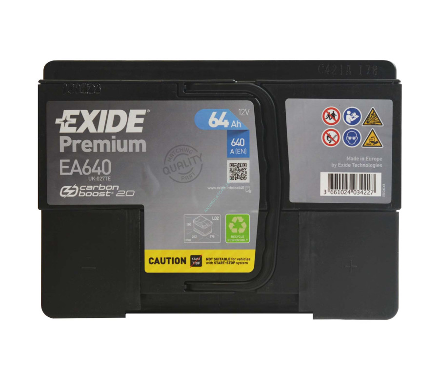 Автомобильный аккумулятор Exide Premium 64Ah 640A EA640