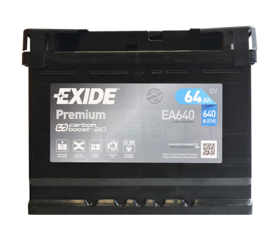 Автомобильный аккумулятор Exide Premium 64Ah 640A EA640